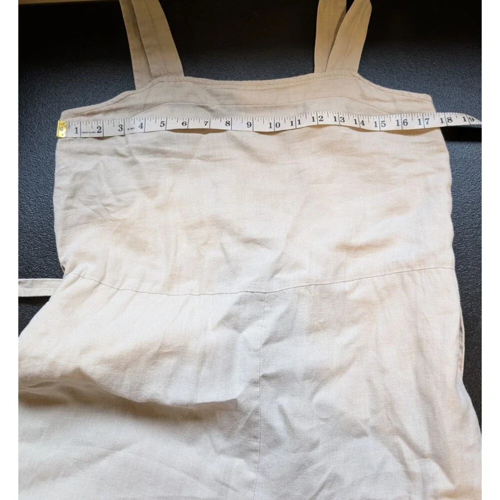 Quince 100% European Linen Square Neck Jumpsuit Adjustable Straps Small